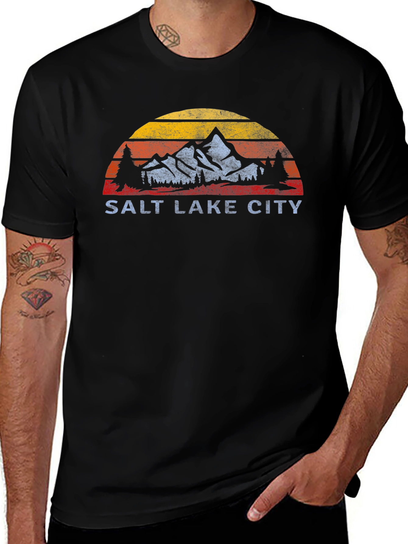Salt Lake City Retro Mountain Graphic T-Shirt