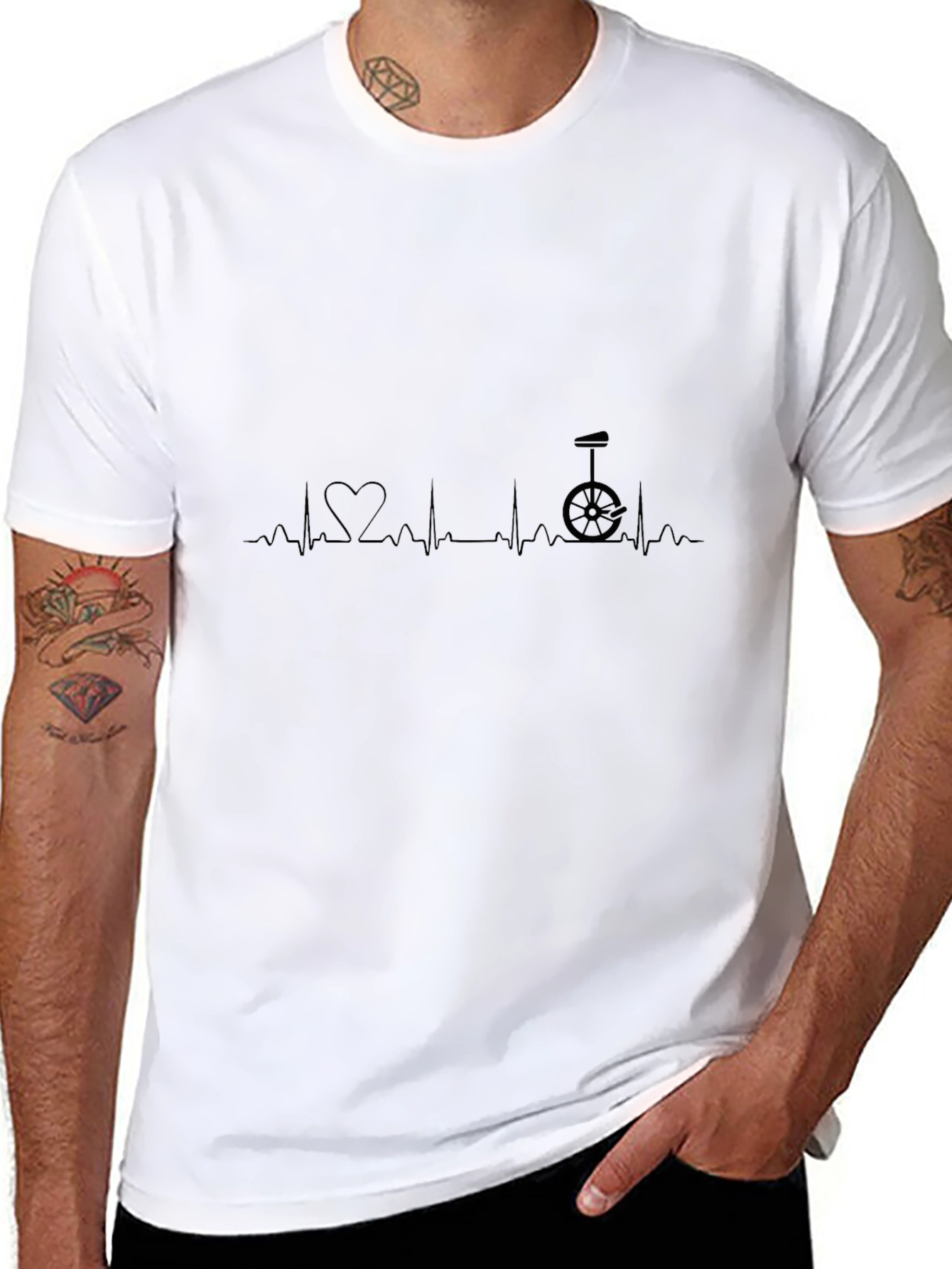 Heartbeat Unicycle Black T-Shirt